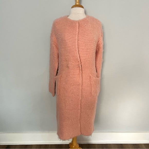 NWT NEW Solution Light Pink Fuzzy Cozy Comfy Coat Jacket One Size Easter Spring - Picture 1 of 8